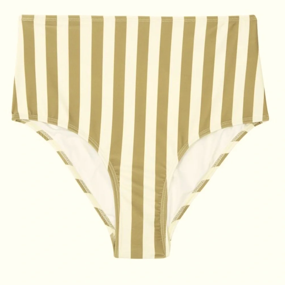 Rylee + Cru high waisted striped olive bikini bottom size Small - Picture 1 of 5